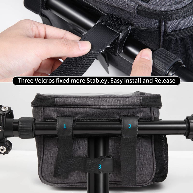 JXLHZLF Bike Handlebar Bag,Large Bicycle Front Storage Pouch Bag,6.5 inch Transparent Pouch with Shoulder Strap - Image 5