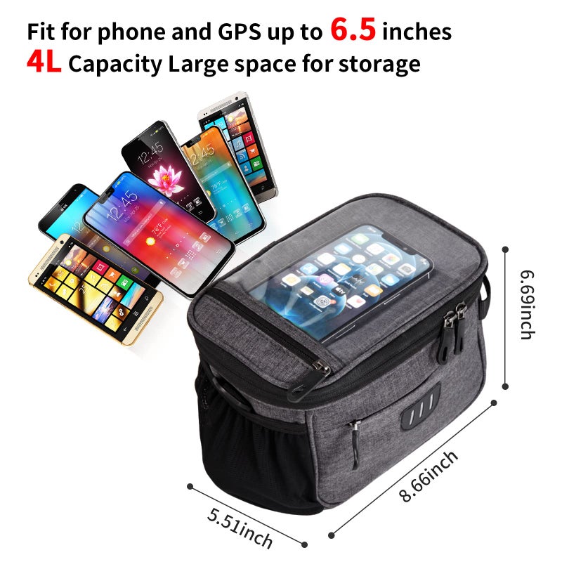 JXLHZLF Bike Handlebar Bag,Large Bicycle Front Storage Pouch Bag,6.5 inch Transparent Pouch with Shoulder Strap - Image 4