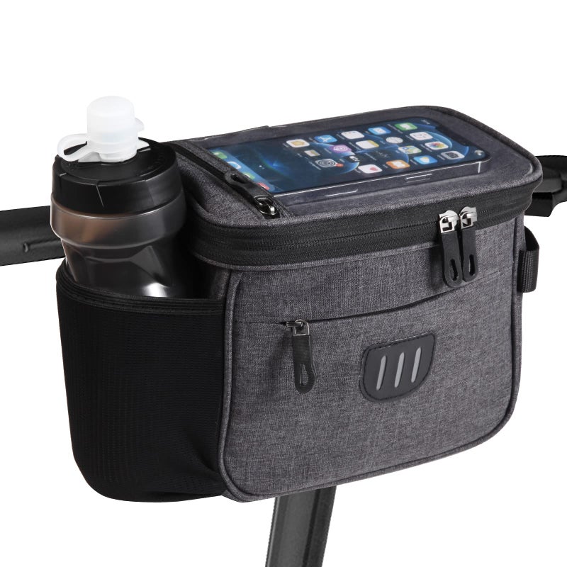 JXLHZLF Bike Handlebar Bag,Large Bicycle Front Storage Pouch Bag,6.5 inch Transparent Pouch with Shoulder Strap - Image 1