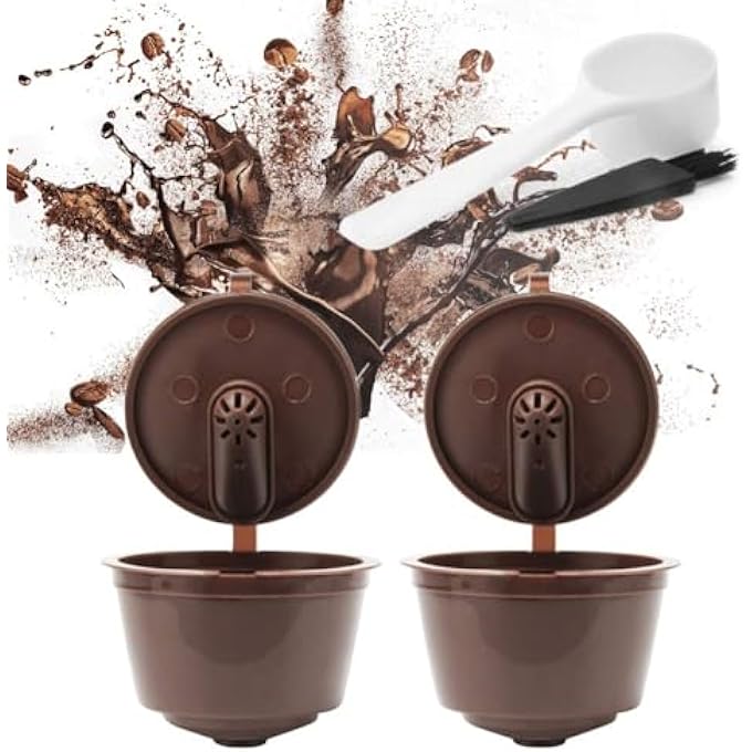 SWIUKPHE Refillable Coffee Capsules With 4Pcs Filter Spoon And Brush Reusable EcoFriendly Coffee Pods Compatible With Dolce Gusto Brewers Easy To Clean  Fill - Image 2