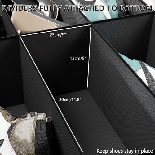 homyfort Under Bed Shoe Storage Organizer for Closet Fits 24 Pairs-Sturdy Underbed Shoe Storage Box Bins,Set of 2 (Linen-like Black) - Image 5