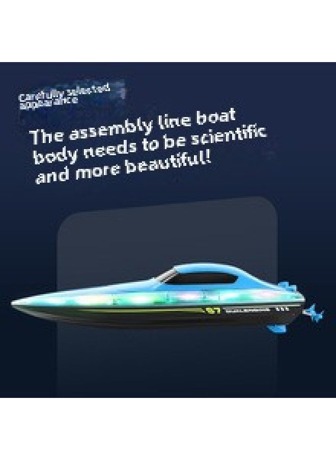 4DRC 2.4G Remote Control Boat S7 High Speed Speedboat Boat Model Electric Yacht Children's Day Gift Kids Toys-Color:S7-night Light Edition-blue- 32cm-Specification:Single Battery Package - No Backup Battery  - Image 5