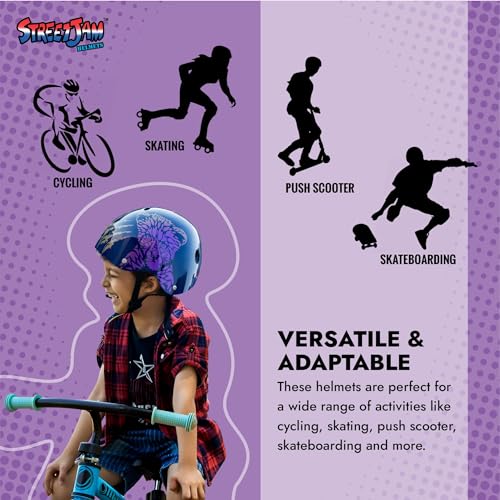 STREETJAM Kids Cycle Helmet Wild Riderz Open Face Helmet with Colour Shifting Technology, Hard Outer Shell, EPS Inner Comfort case, Adjustable Strap & Dial(8-13 Years, Blue(Gold, Red, Purple)) - Image 4