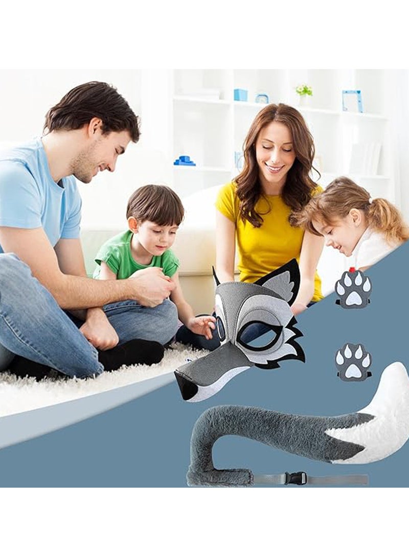 CMGTYYD. زي الذئب للأطفال، زي الكرنفال، 3pcs زي هالوين الرمادي مجموعة مع قناع الذئب، القفازات والذيل، مثالية لحفلة هالوين الكرنفال، كوسبلاي وحفلات الموضوع - Image 3