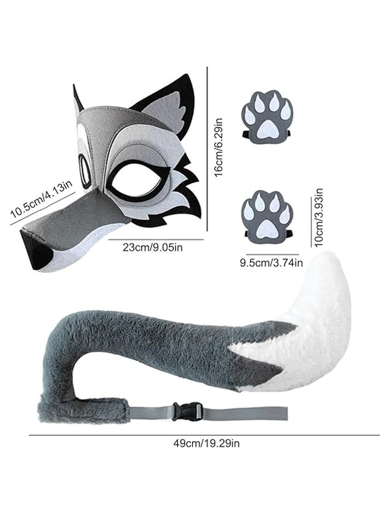 CMGTYYD. زي الذئب للأطفال، زي الكرنفال، 3pcs زي هالوين الرمادي مجموعة مع قناع الذئب، القفازات والذيل، مثالية لحفلة هالوين الكرنفال، كوسبلاي وحفلات الموضوع - Image 5