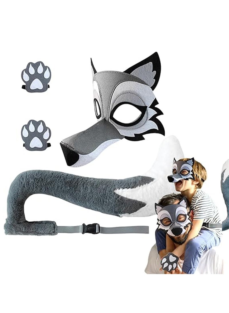 CMGTYYD. زي الذئب للأطفال، زي الكرنفال، 3pcs زي هالوين الرمادي مجموعة مع قناع الذئب، القفازات والذيل، مثالية لحفلة هالوين الكرنفال، كوسبلاي وحفلات الموضوع - Image 1