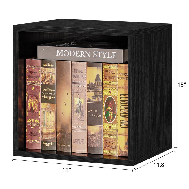 FUSUNBAO Magic DIY Cube Storage Organizer Stackable Cubes for Home Books Clothes Toy-Modular Cubby Storage System-Office Cubical-Bookcase Closet (Black, General Cube) - Image 2