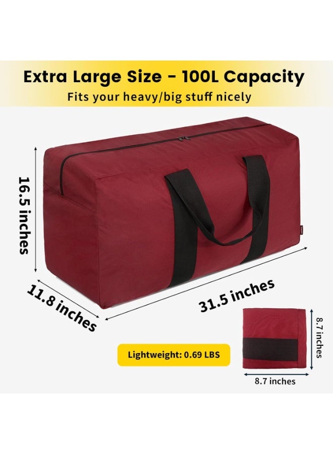 Vorspack Extra Large Duffle Bag for Travel - 100L Duffel Bag for Men Gear Bag for Storage Foldable Weekender Bag for Overnight Camping - Red - Image 2