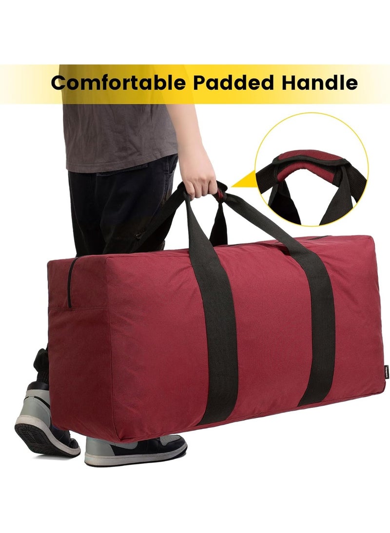 Vorspack Extra Large Duffle Bag for Travel - 100L Duffel Bag for Men Gear Bag for Storage Foldable Weekender Bag for Overnight Camping - Red - Image 3