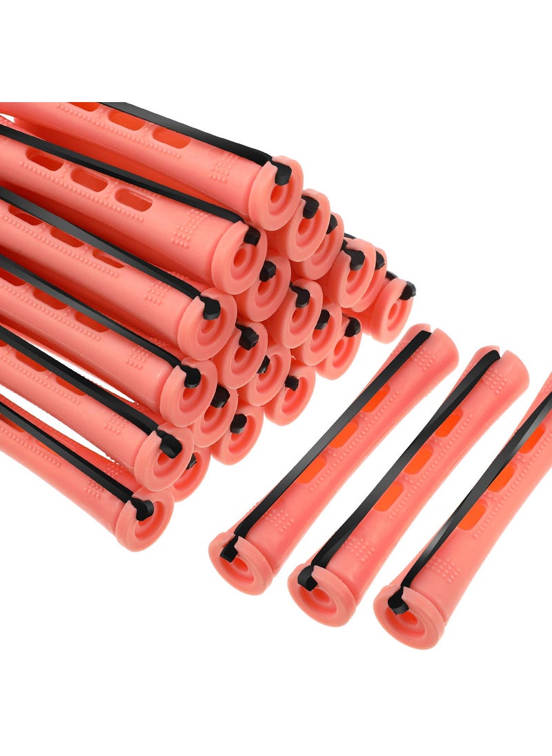 WILLBOND - WILLBOND 60 Pcs Perm Rods Natural Long Short Hair Perm Rods with Elastic Rubber Band Non Slip Plastic Perming Cold Wave Kit for Women Hairdressing Styling Tool(0.5 Inch,Orange) - Image 1