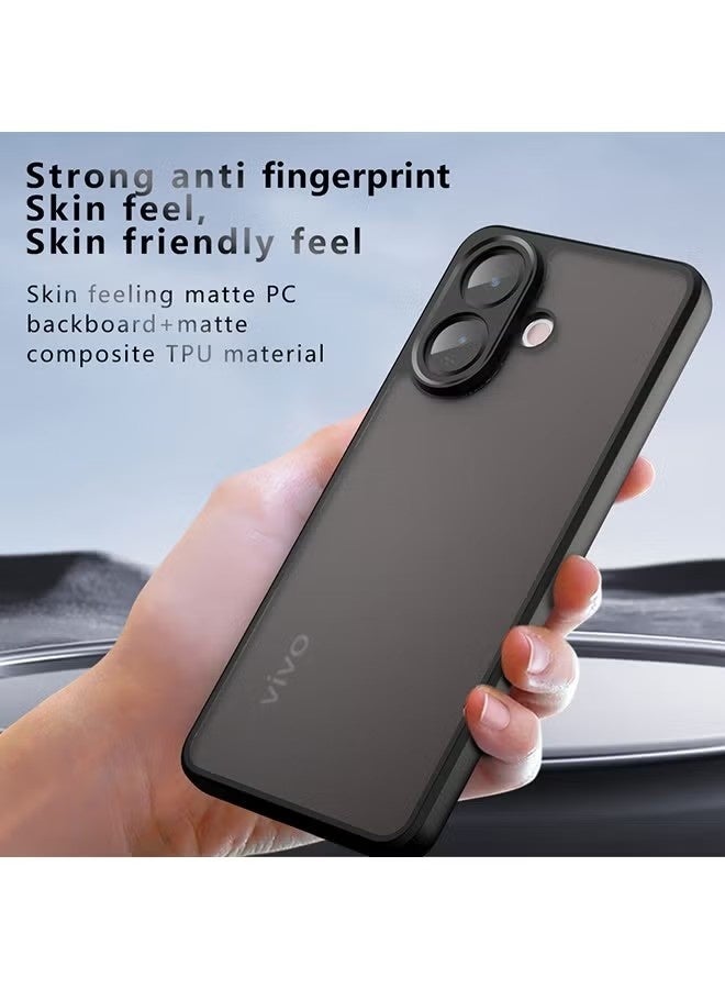 Case for Vivo V70 Lite 5G, Frosted Translucent Back Protective Slim Phone Cover, Anti-Fingerprints, Anti-Fall Drop Protection, Shockproof Case for Vivo V70 Lite 5G (Black) - Image 3