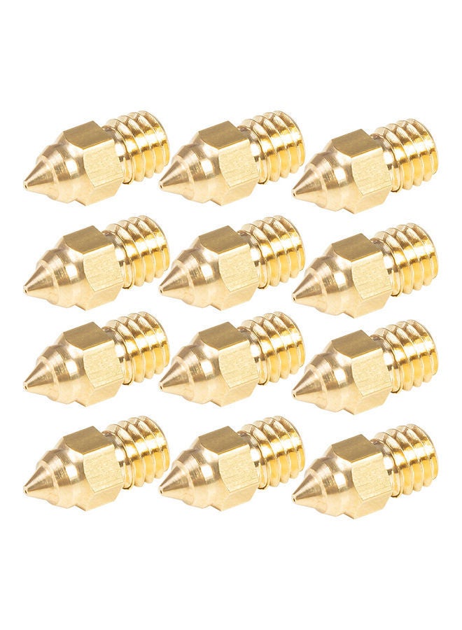 NIBEMINENT 12-Piece Extruder Brass Nozzle For 3D Printer Gold  - Image 2