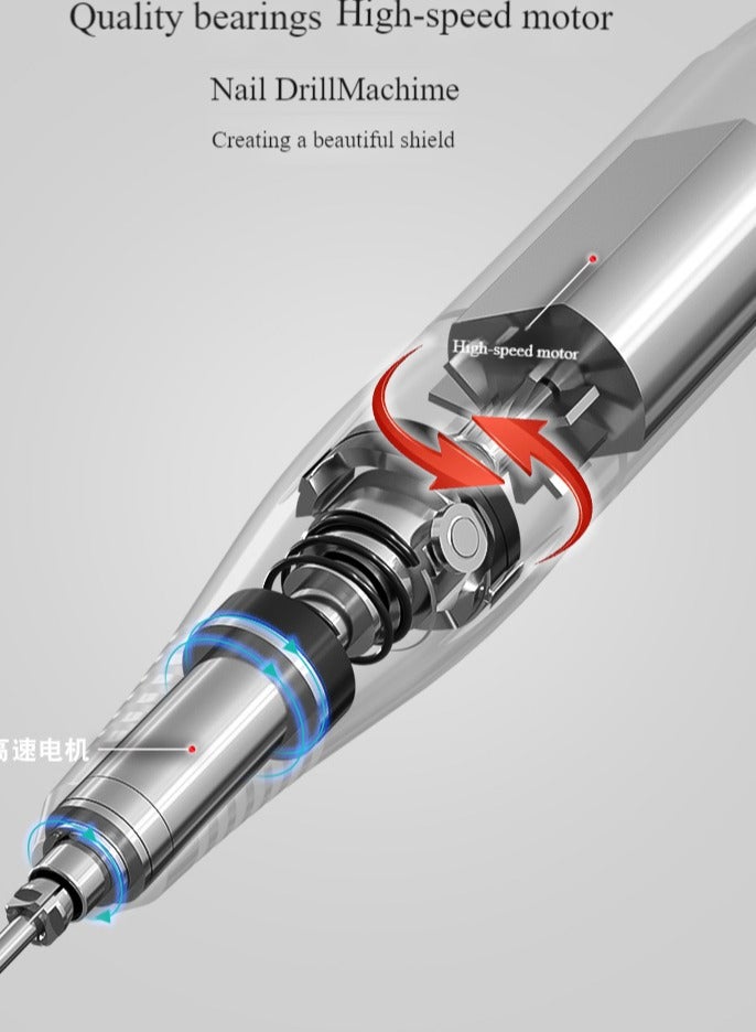 Electric Nail Drill 45000RPM High Speed Professional Portable Nail File Kit for Acrylic Gel Nails Manicure Pedicure Polishing Cuticle and Home Salon Use - Image 4