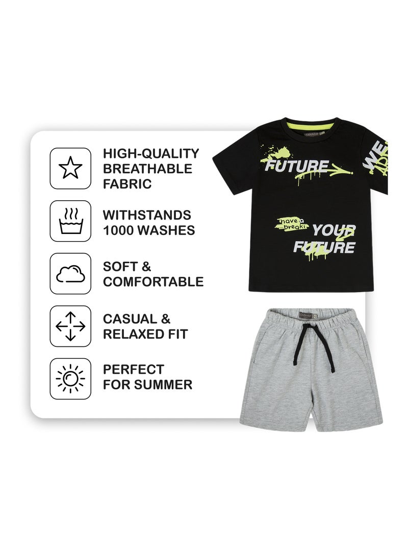 CANADA HOUSE Soft and Comfortable Cotton Comfortable Summer Set T-Shirt and Shorts For Boys  - Image 3