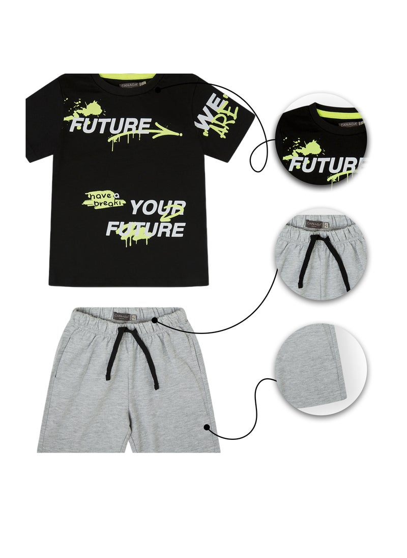 CANADA HOUSE Soft and Comfortable Cotton Comfortable Summer Set T-Shirt and Shorts For Boys  - Image 4