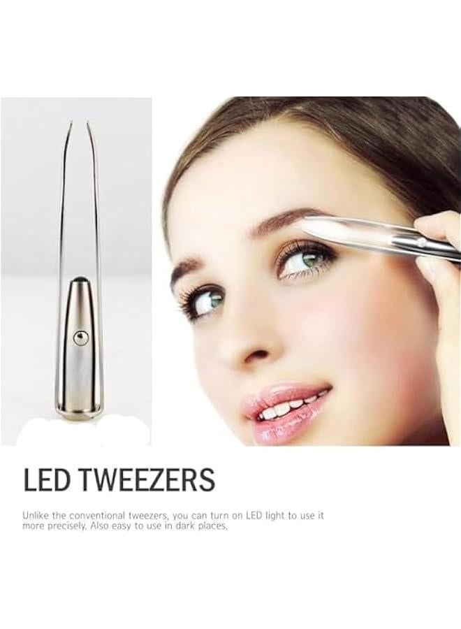 بيوينتي ملاقط من واي كيو بيست مع ضوء LED، اداة ازالة شعر الحواجب والرموش. نتف وتقليم الشعر غير المرغوب فيه. تضيء المناطق المظلمة مع اضاءة ساطعة للحصول على دقة ودقة افضل. ستانلس ستيل - Image 2