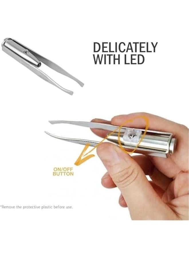 بيوينتي ملاقط من واي كيو بيست مع ضوء LED، اداة ازالة شعر الحواجب والرموش. نتف وتقليم الشعر غير المرغوب فيه. تضيء المناطق المظلمة مع اضاءة ساطعة للحصول على دقة ودقة افضل. ستانلس ستيل - Image 3