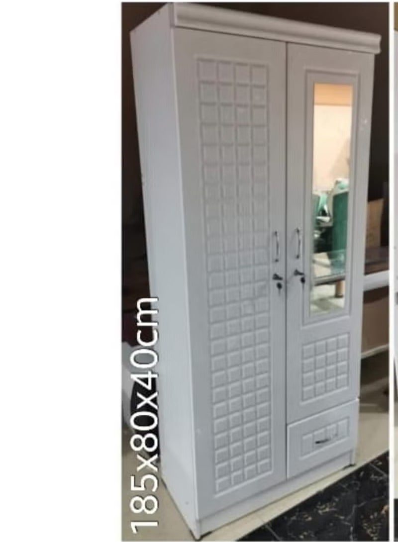 Galaxy Design 2 Door Cupboard With One Side Mirror GDF-NAD72 White Color - Image 1