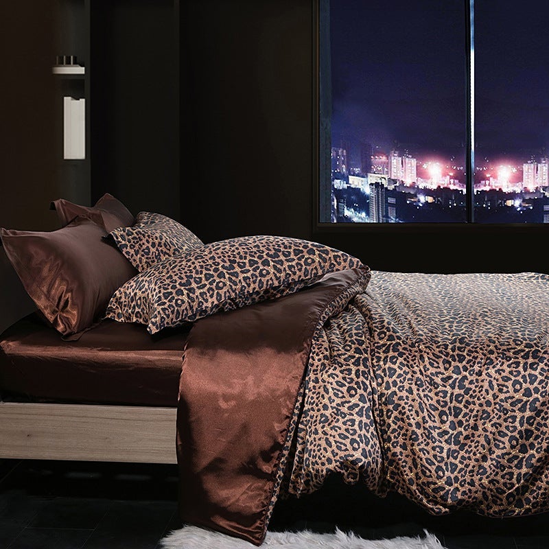 Washed Silk Four-Piece Set Silky Silk Quilt Cover Bed Sheets Ice Silk Bed Sheets 1.8M Bedding Dropshipping - Image 1