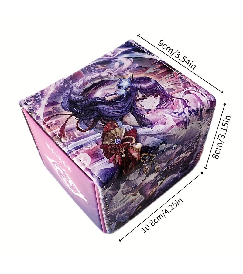 Anime Vibrant Purple Haired Character Design Faux Leather Trading Card Holder With Magnetic Closure Thunder General Card Box For YGO PTCG MTG OPCG And More Collectible Card Storage Anime Collectibles - Image 2