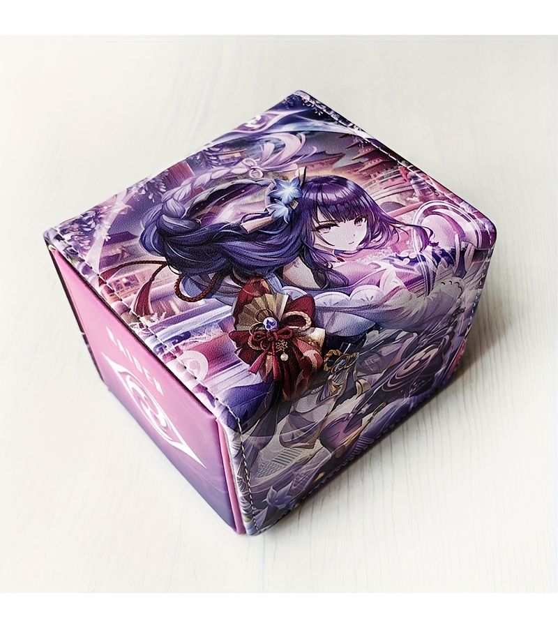 Anime Vibrant Purple Haired Character Design Faux Leather Trading Card Holder With Magnetic Closure Thunder General Card Box For YGO PTCG MTG OPCG And More Collectible Card Storage Anime Collectibles - Image 5
