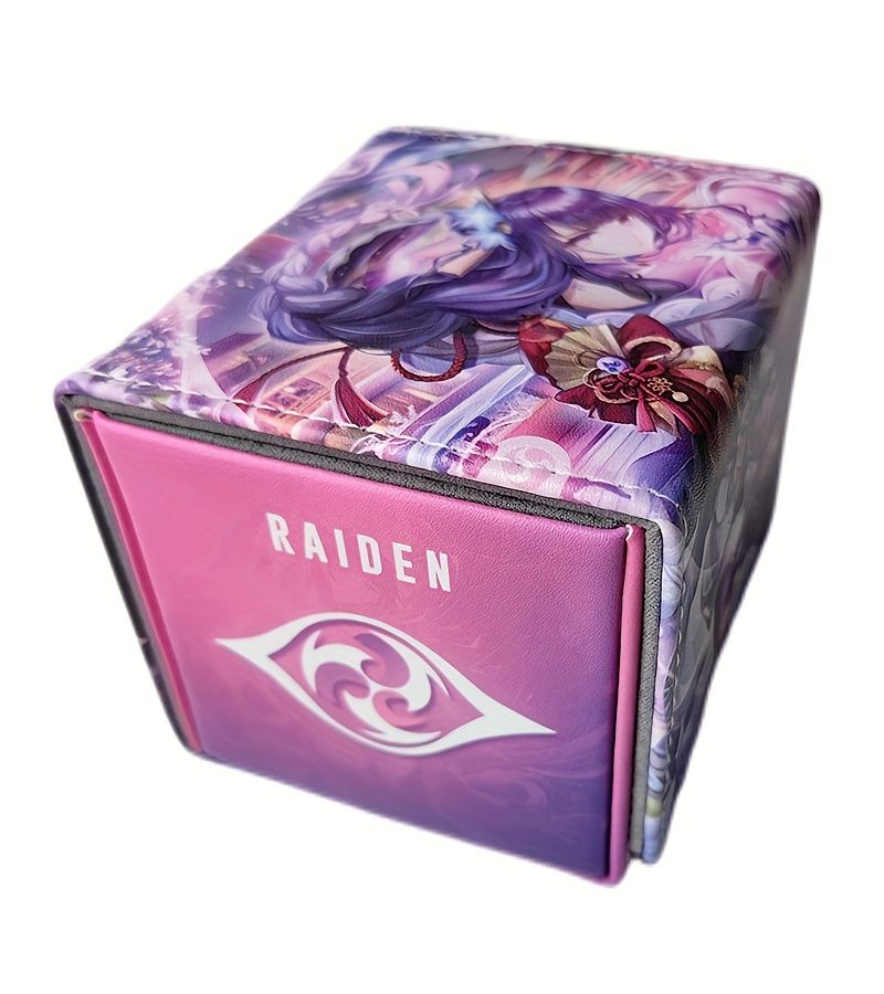 Anime Vibrant Purple Haired Character Design Faux Leather Trading Card Holder With Magnetic Closure Thunder General Card Box For YGO PTCG MTG OPCG And More Collectible Card Storage Anime Collectibles - Image 4