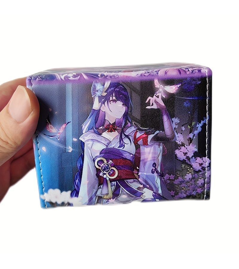 Anime Vibrant Purple Haired Character Design Faux Leather Trading Card Holder With Magnetic Closure Thunder General Card Box For YGO PTCG MTG OPCG And More Collectible Card Storage Anime Collectibles - Image 3