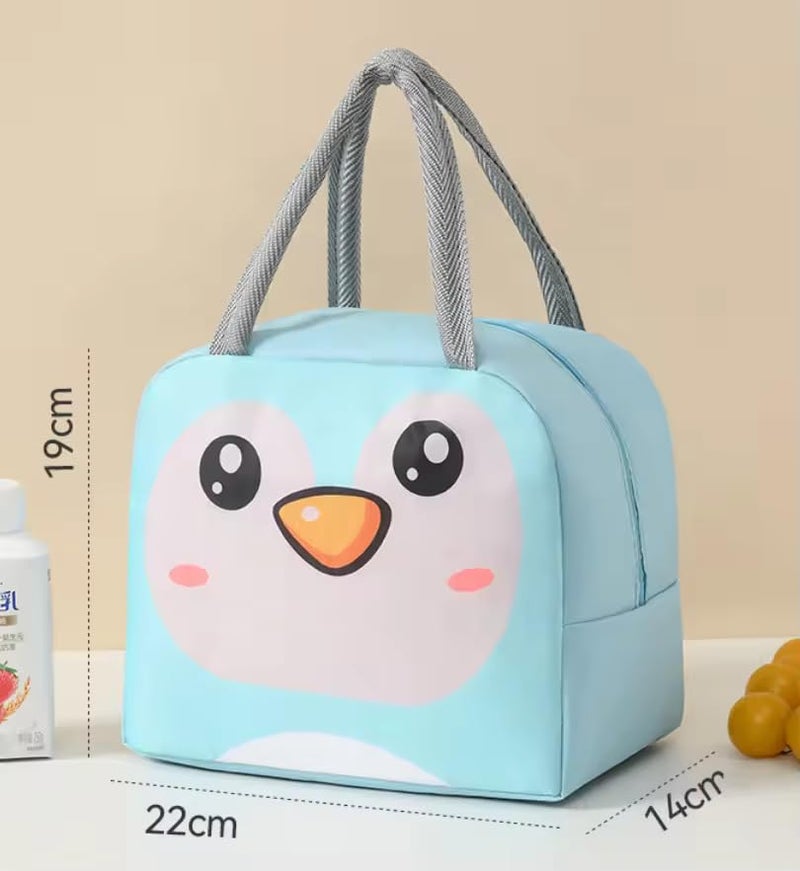 INSTABUYZ 3D Printed Hot & Cold Leak Proof Lunch Bag for Office School Kids Men & Women Storage Bag with Handle Tiffin Bag (Blue Penguin) - Image 2