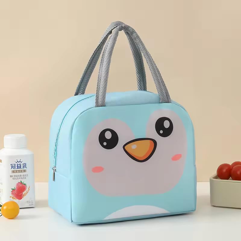 INSTABUYZ 3D Printed Hot & Cold Leak Proof Lunch Bag for Office School Kids Men & Women Storage Bag with Handle Tiffin Bag (Blue Penguin) - Image 1