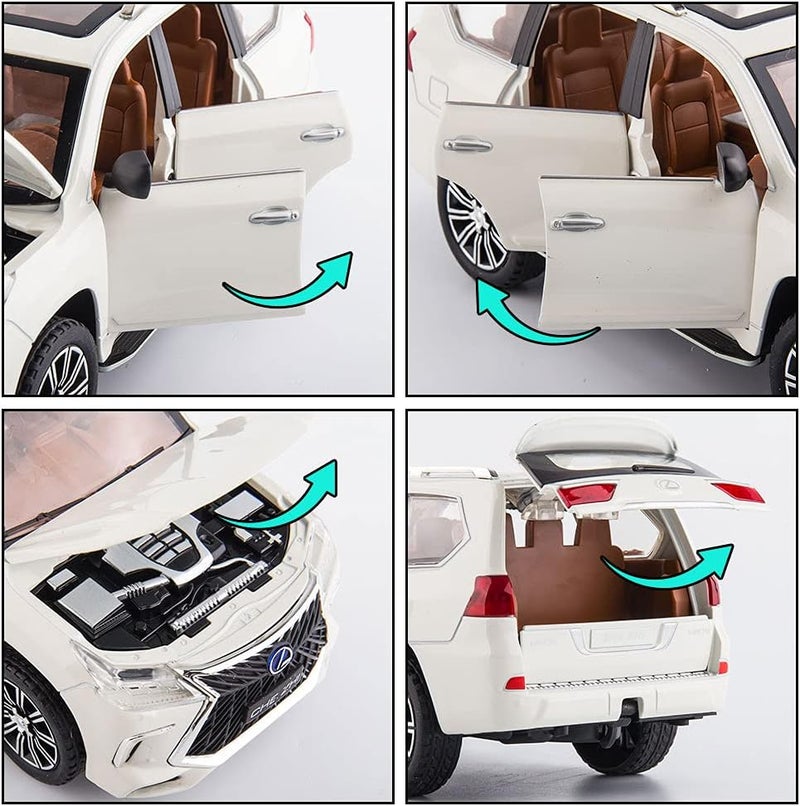 BDTCTK Kids Boy and Girl 1/24 Lexus 570 Off-Road in Luxury SUV Model Car Toy (White) - Image 3