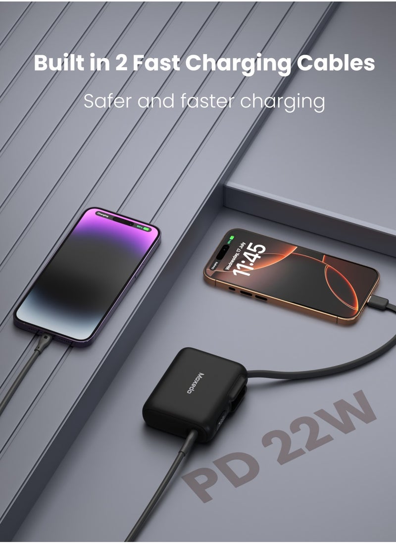 Moxedo - Moxedo Combo 5x 10,000 mAh Power Bank withCharging Dock 20W Power Delivery USB-C Fast Charging with Built-in Type-C Cable (Black) - Image 1