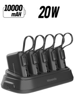 Moxedo Moxedo Combo 5x 10,000 mAh Power Bank withCharging Dock 20W Power Delivery USB-C Fast Charging with Built-in Type-C Cable (Black)  - Image 1