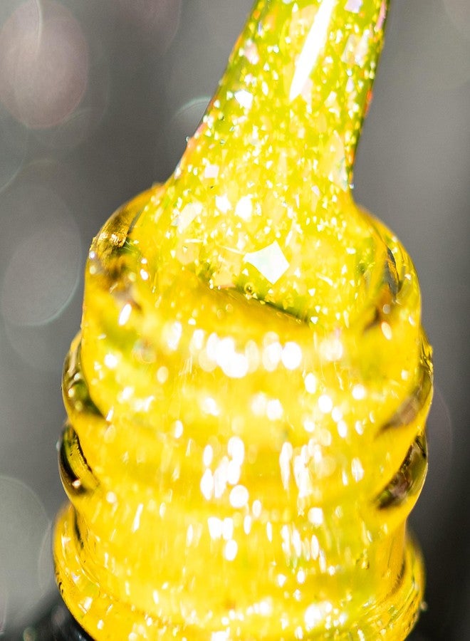 BURANO Holographic Gel Polish, Reflective Glitter Gel Polish 7.3ml UV LED Yellow Glitter Gel Nail Polish for Home DIY, Diamond Gel Nail Polish Curing Required (YH5) - Image 1