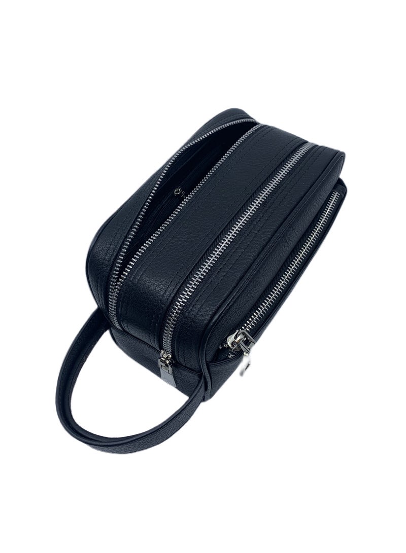 Classic Milano Classic Milano Leather Travel Toiletry Bag, Hand Bag, and Clutch Bag for Men and Women – Waterproof Travel Organizer, Spacious Cosmetic Case & Dopp Kit for Shaving, Makeup & Grooming Essentials - Image 4