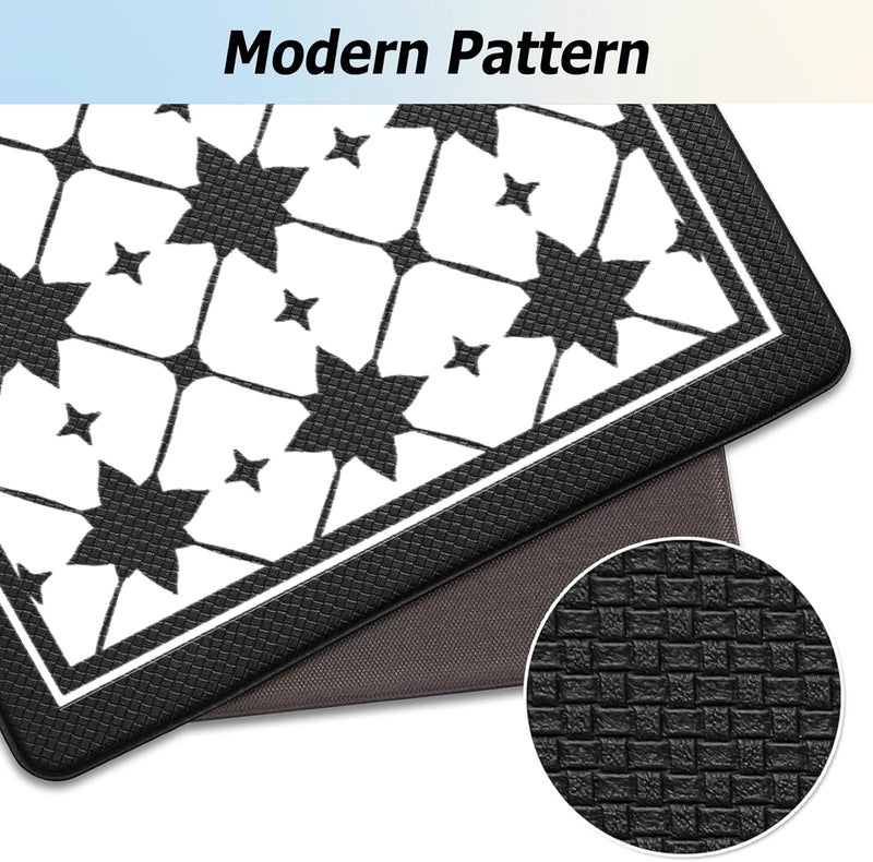 Artnice Kitchen Mat 2 PCS Black White Plaid Cushioned AntiFatigue Kitchen Rug Waterproof NonSlip Kitchen Mats and Rugs Heavy Duty Ergonomic Comfort Rug for Kitchen Floor Office Sink - Image 4