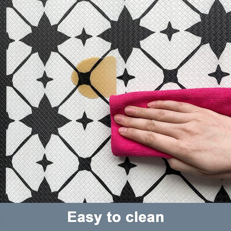 Artnice Kitchen Mat 2 PCS Black White Plaid Cushioned AntiFatigue Kitchen Rug Waterproof NonSlip Kitchen Mats and Rugs Heavy Duty Ergonomic Comfort Rug for Kitchen Floor Office Sink - Image 5