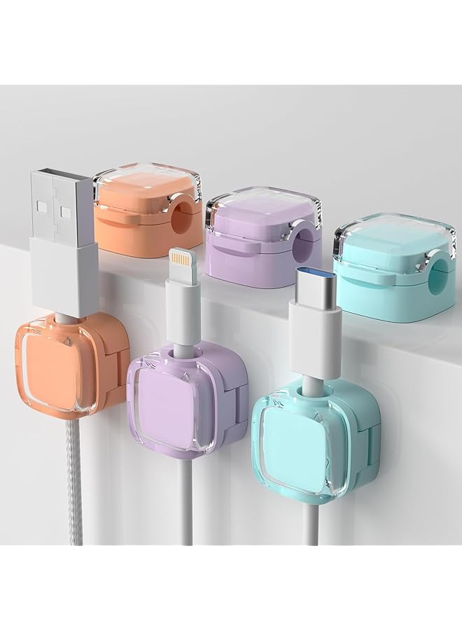 Magnetic Cable Clips, 6 PCS Adjustable Cord Holder Management, Adhesive Wire Keeper Holder Organiser, Suitable for Office Desk, Wall, Desktop, Nightstand