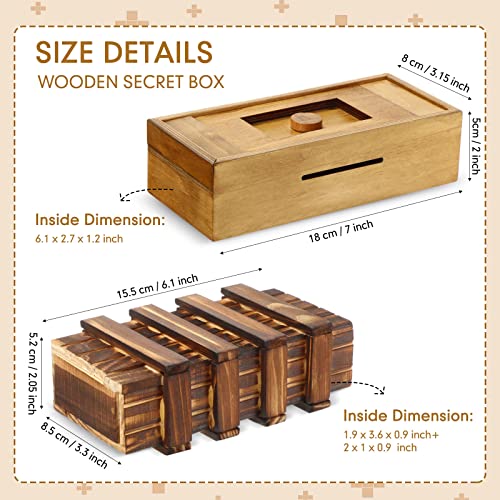 Kasyat 2 Pieces Wooden Puzzle Box for Adults Money Puzzle Box for Gift Magic Cards Case Holder with Hidden Compartments Christmas Birthday GiftClassic Style - Image 5