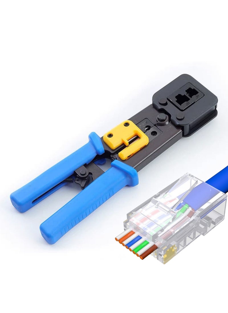 NOVOLAN NOVOLAN Through-Hole Cable Pliers, Multifunctional Punch-Down Crimping Tool, 6P/8P RJ45 Ethernet Cable Crimper, Compatible with Cat5/Cat5e/Cat6/Cat6a 8P Network Crystals Heads & 6P Telephone Lines  - Image 1
