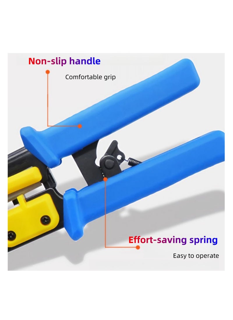 NOVOLAN Through-Hole Cable Pliers, Multifunctional Punch-Down Crimping Tool, 6P/8P RJ45 Ethernet Cable Crimper, Compatible with Cat5/Cat5e/Cat6/Cat6a 8P Network Crystals Heads & 6P Telephone Lines
