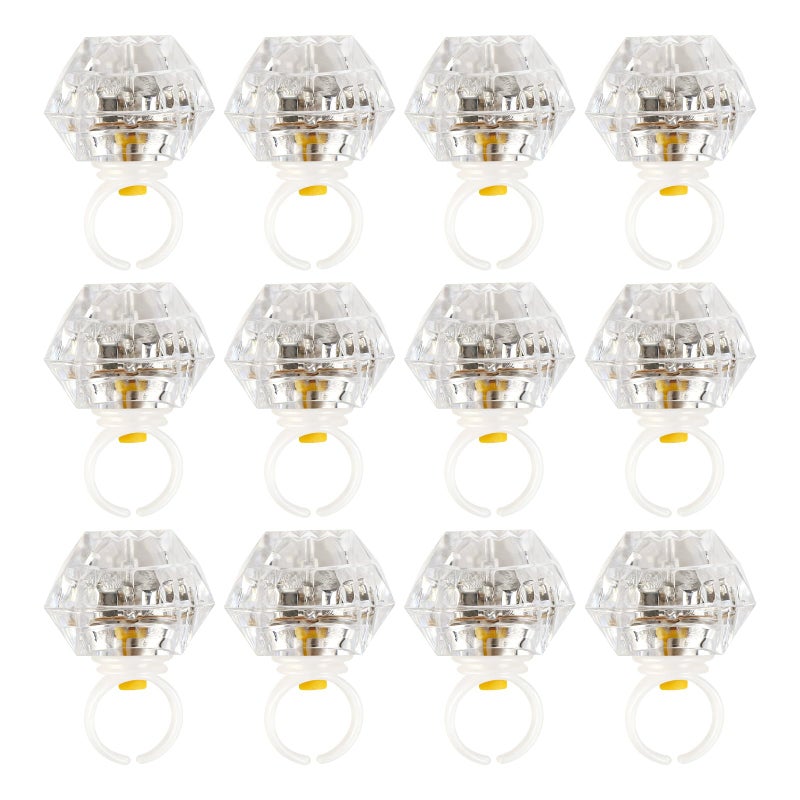 DAOKEY Flashing Led Light up Rings Toys Colorful Blinking Bumpy Rings for Birthday Bachelorette Bridal Shower Gatsby Party Favors Clear Case 12 Pack - Image 4
