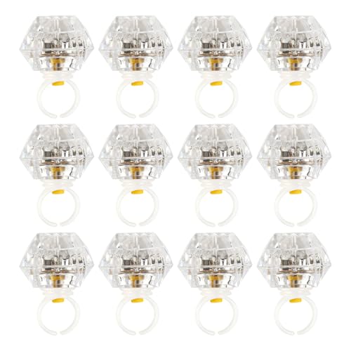 DAOKEY Flashing Led Light up Rings Toys Colorful Blinking Bumpy Rings for Birthday Bachelorette Bridal Shower Gatsby Party Favors Clear Case 12 Pack - Image 1