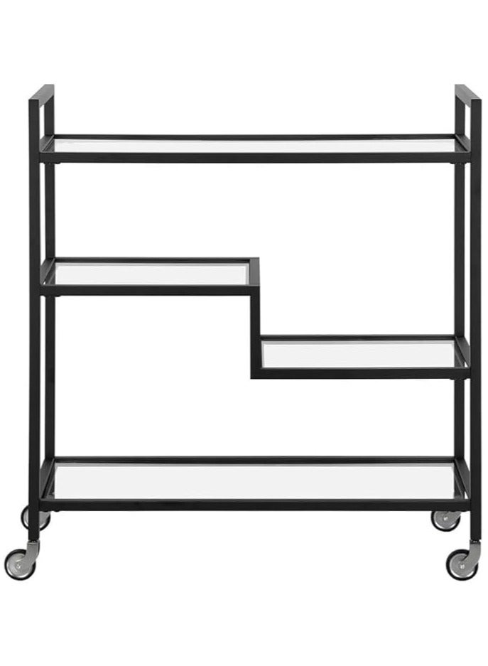 LINGWEI Metal Serving Trolley with Clear Glass Shelves - Pre-Assembled Utility Cart for Kitchen, Restaurant & Hospital - Heavy Duty 1.3cm Thick Metal Frame - Image 4