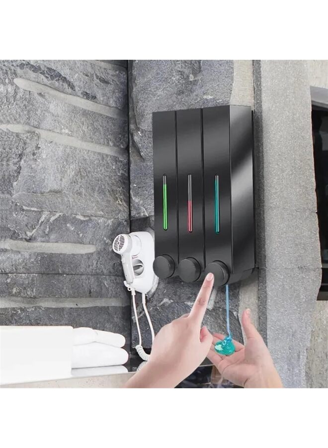 Shampoo Conditioner Dispenser,3 Chamber 3x420ml Shower Soap Dispenser Shower Gel Container Drill Wall Mounted Shower Pump Dispenser and Organizer for Toilet Bathroom Hotel Kitchen - Image 5