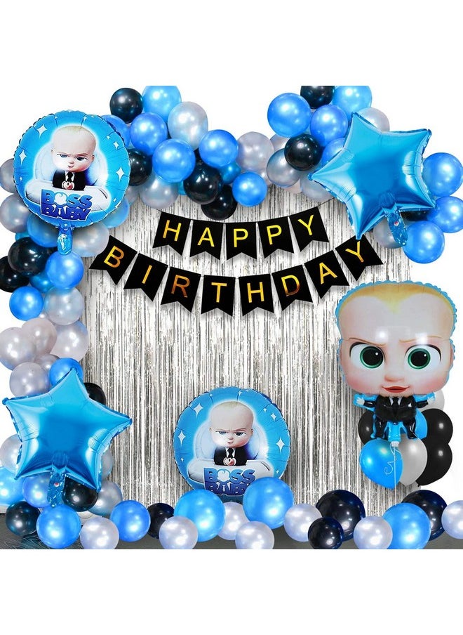 Party Propz Baby Boss Theme Birthday Decorations55 Pcs Boss Baby Birthday Decorations;Happy Birthday Banner(Cardstock);Boss Baby Birthday Decorations Items Kit;Blue Balloons For Birthday Decoration  - Image 2