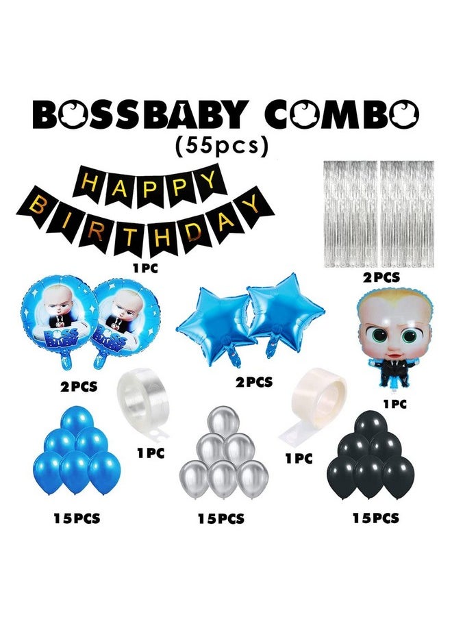 Party Propz Baby Boss Theme Birthday Decorations55 Pcs Boss Baby Birthday Decorations;Happy Birthday Banner(Cardstock);Boss Baby Birthday Decorations Items Kit;Blue Balloons For Birthday Decoration  - Image 3
