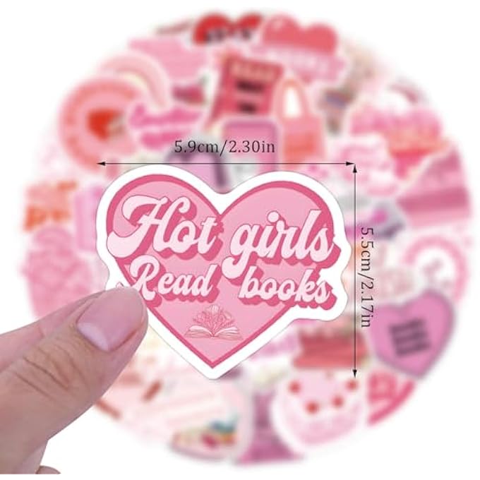 rayihni BOOK STICKERS 120PCS, PINK BOOKISH STICKERS, WATERPROOF STICKERS FOR LAPTOPS, WATER BOTTLES, MOBILE PHONES, SKATEBOARDS, BOOKS, AND LUGGAGE - Image 3