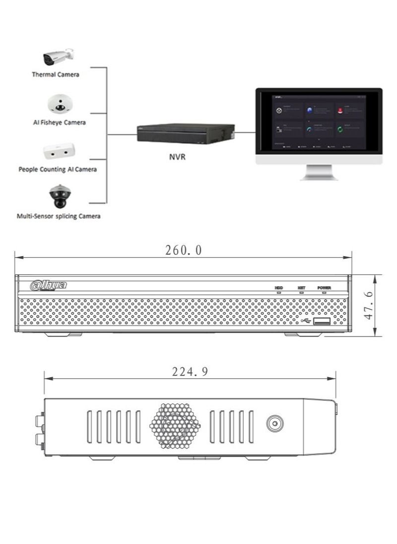 Dahua - 16 Channel Compact 1U 1HDD 8PoE Network Video Recorder - Image 1