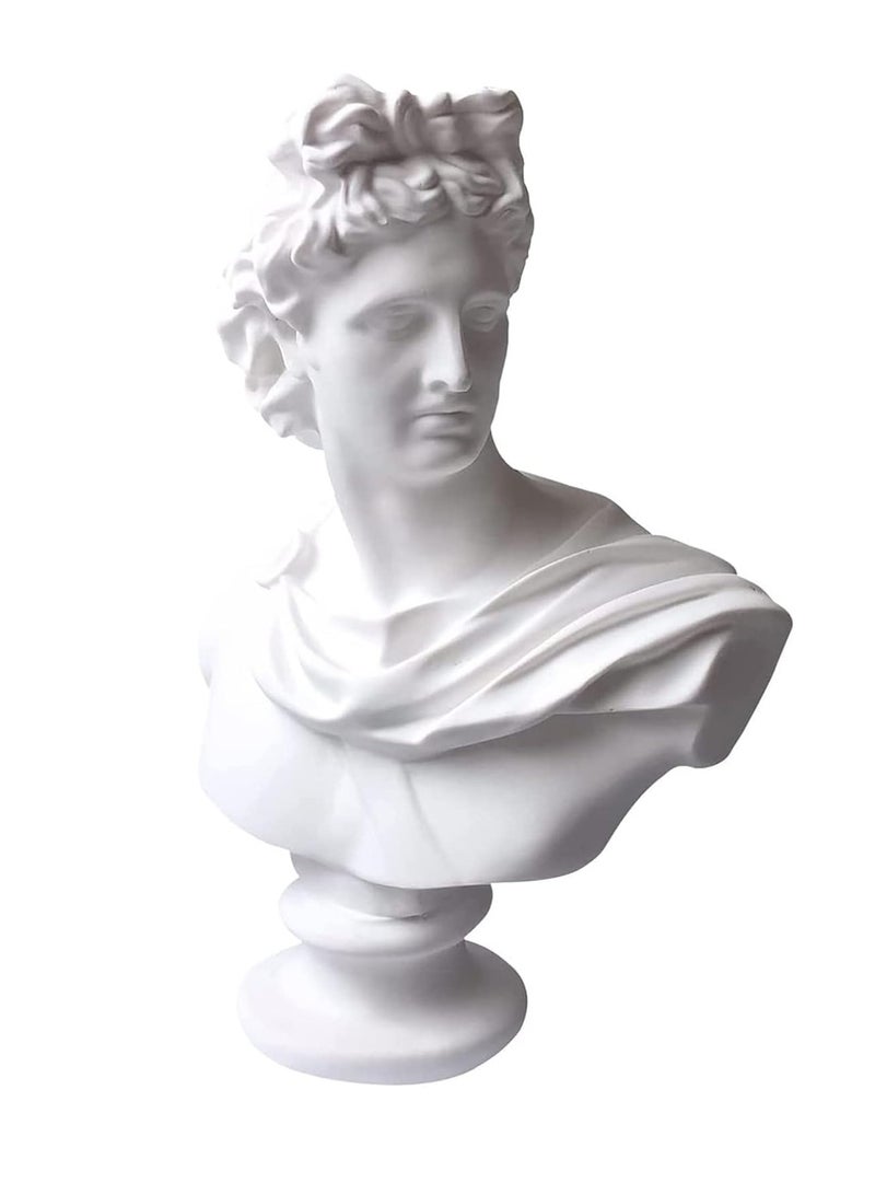 تمثال نصفي من الراتنج، تمثال نصفي لأبولو من الأساطير اليونانية، تمثال نصفي لديكور المنزل أو المكتب أو رف الكتب أو ممارسة الرسم أو هدية فنية من أبولو - Image 1