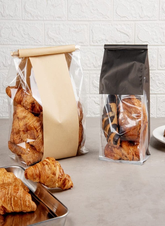 Restaurantware Bag Tek 5.1 x 4.1 x 11.2 Inch Tin Tie Bags With Windows 100 Resealable Bakery Bags With Windows - Flat Bottom For Cookies or Coffee Beans Black Cotton Paper Tin Tie Bags - Image 5